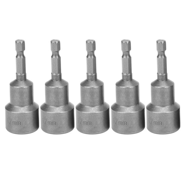 5 uds hexagonal de acero al cromo vanadio fuerte tuerca magnética taladro eléctrico destornillador Bit 17mm