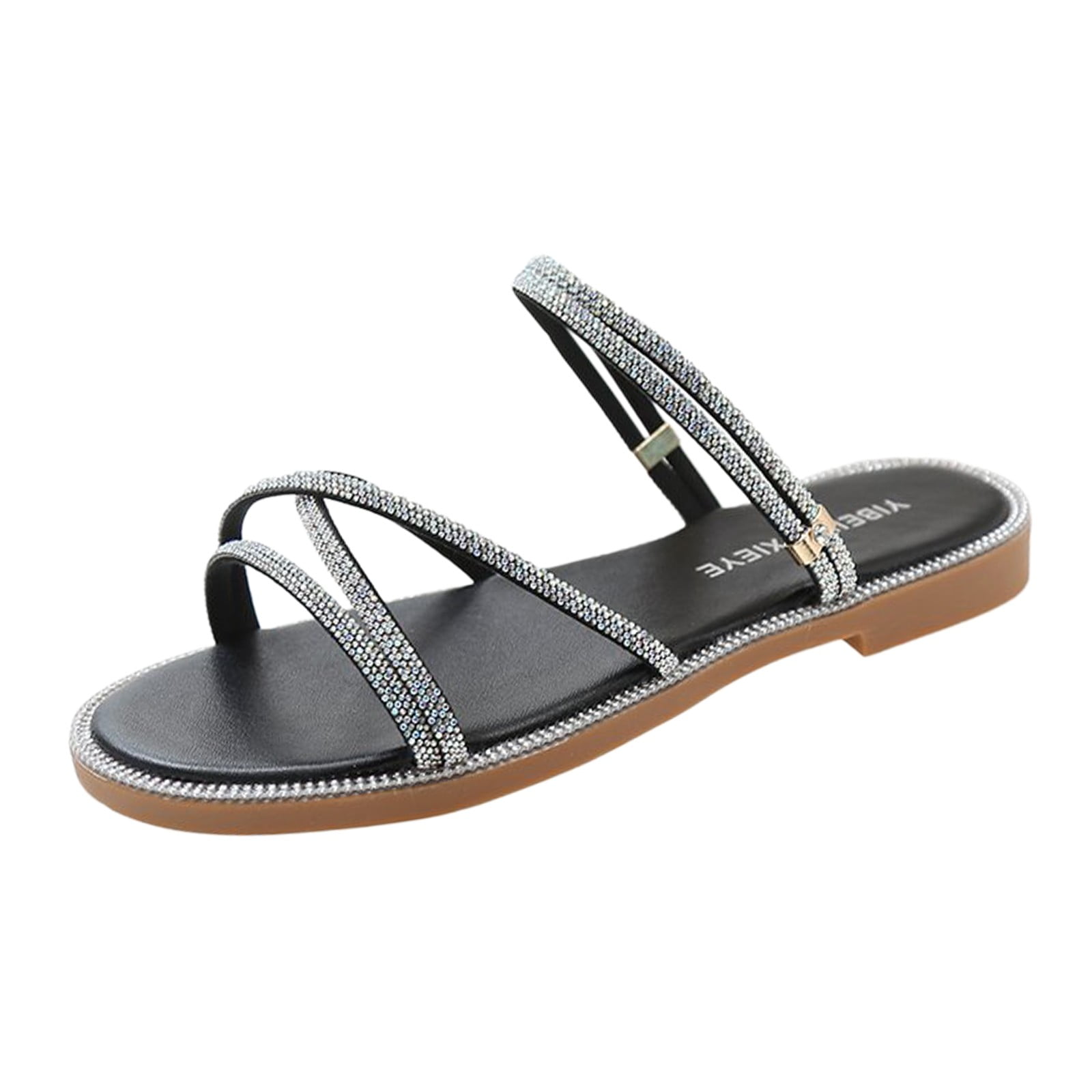 Adult Women Shoes Women s Slipper Socks Slippers Are Worn By Women Outside The Spring and Summer and The New Flat Rhinestone Sandals Are Female