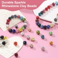 thumbnail image 4 of 150 Pcs 10mm Perlas de arcilla con rhinestone para hacer joyería, perlas de disco en bloque para pulsera, collar, arete, decoración DIY, Blanco/Rojo/Azul Oscuro, 4 of 7