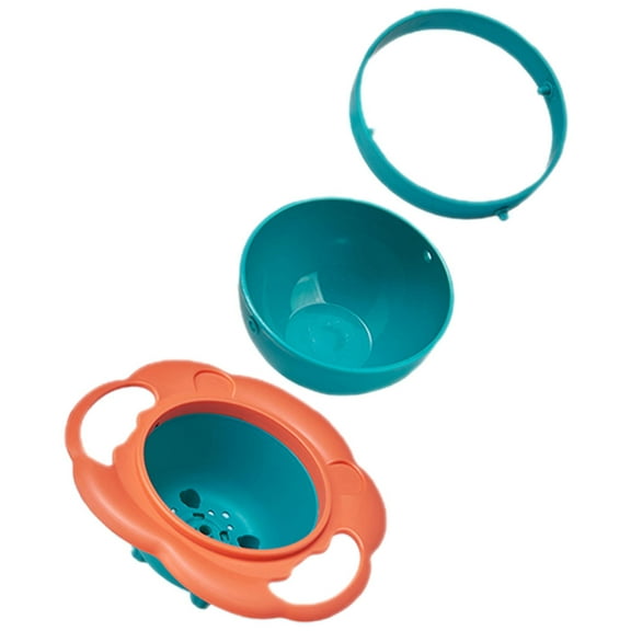 PAMINGONO Spill Resistant Bowls For Toddler Children Rotary Balance Bowl Green PP 1Pcs 7.5X6.7in