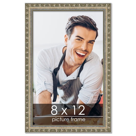 8x12 Silver Wood Picture Frame - UV Acrylic, Foam Board Backing, Hanging Hardware