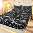 thumbnail image 4 of Homewish Gothic Moths Skull Bed Sheets,Spooky Botanical Mushroom Full Size Sheets,Black Gray,4pcs,1 Flat Sheet, 1 Fitted Sheet and 2 Pillowcases, 4 of 6