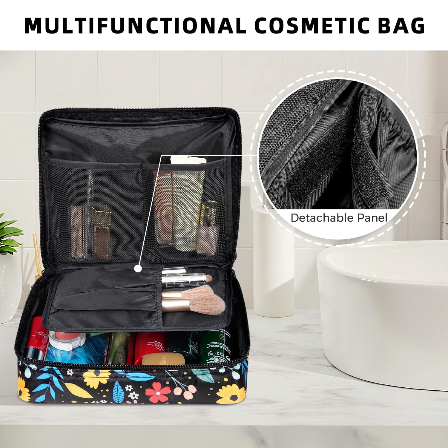 8 Set Packing Cubes Luggage Organizers For Travel Accessories-black Floral