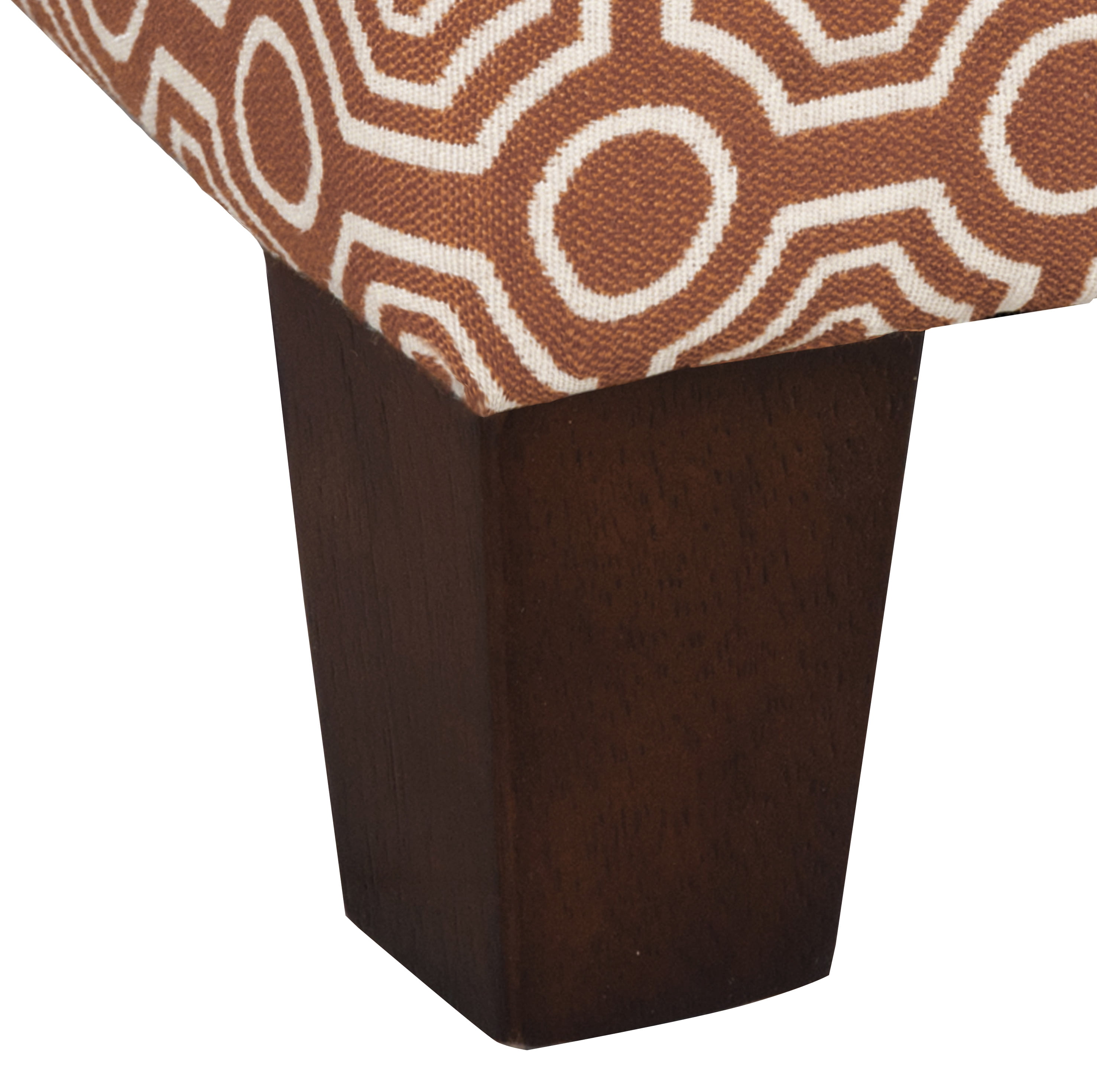 Geometric Patterned Square Wooden Ottoman with Lift Off Lid Storage Orange and Cream - Saltoro Sherpi
