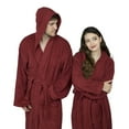 thumbnail image 3 of Mens 100% Terry Cotton Toweling Bathrobe Dressing Robe Hooded Wine XL, 3 of 8
