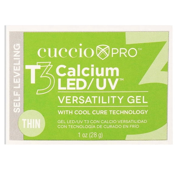 Cuccio Pro T3 Calcium Versatility Gel - Self Leveling Clear Nail Gel 1 oz