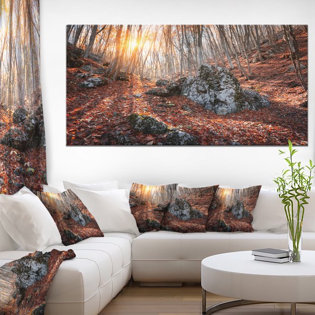 Rocky Red Forêt d'Automne - Impression sur Toile de Photographie de Paysage