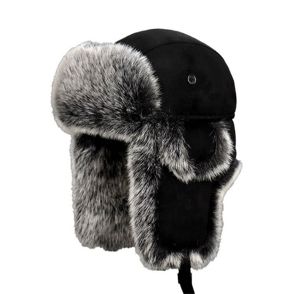 Audhol Bomber Hats Trapper Warm Trooper Hat Winter Skiing Cap Women Men Windproof Soft Stylish Winter Hat Black One Size