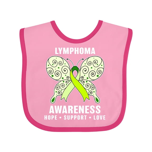 Inktastic Lymphoma Awareness Hope Support and Love Boys or Girls Baby Bib