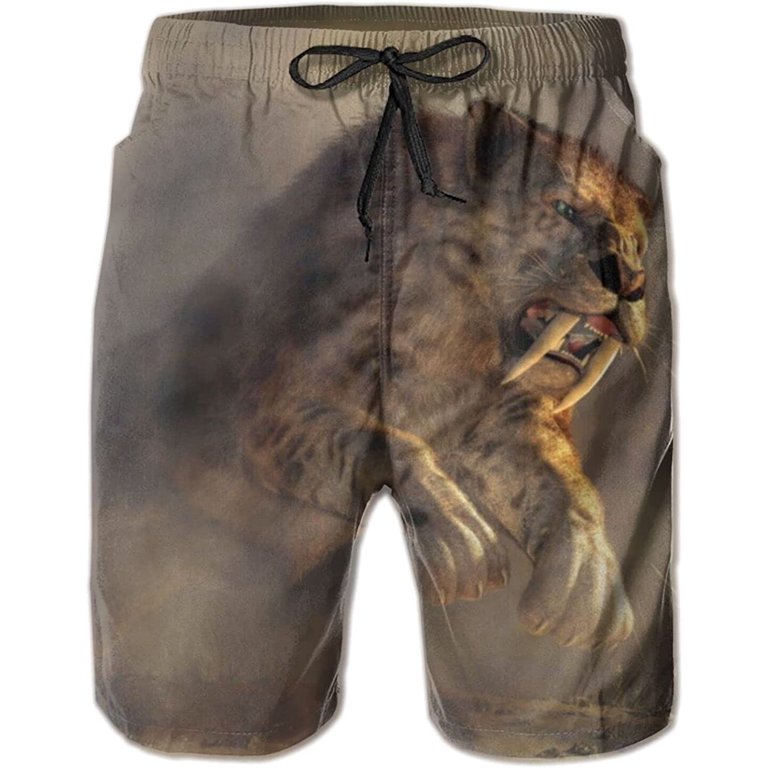 Men's Running Tiger Swim Trunks Quick Dry Swim Shorts Print Beach Board  Shorts Swimwear S-3XL