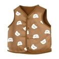 thumbnail image 2 of NAISIBABY Toddler Boys Fleece Vest, Solid Color Print Worn On Both Sides Buttons Soft Thermal Outerwear Jacket Brown 3T, 2 of 6