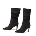 thumbnail image 6 of Guttear Women's High Heel Mid Calf Boots Slouchy Pointed Toe Fall Boots, 6 of 9