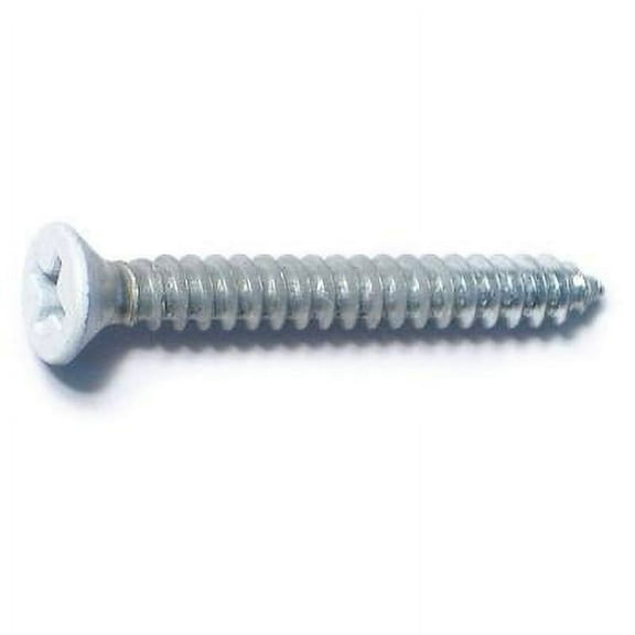 #7 x 1-1/4" White Steel Phillips Flat Head Hinge Screws (25 pcs.)