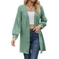 thumbnail image 5 of Scyoekwg Women's Cardigans Fall Coats Solid Color Open Front Cardigan Coat Loose Long Sleeve Casual Lightweight Trendy Cardigan(Green,XXL), 5 of 6