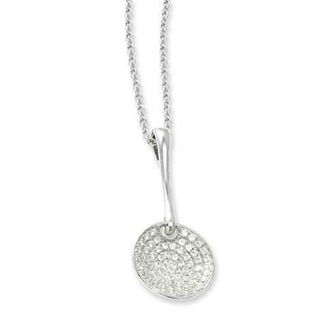 Sterling Silver & CZ Brilliant Embers Polished Circle 18in Necklace