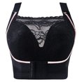 thumbnail image 2 of Xysaqa Women's Plus Size Bra Slimming Wireless Back & Front Buckle Support Longline Bra with Lace Full-Coverage Push Up Bra, 2 of 6