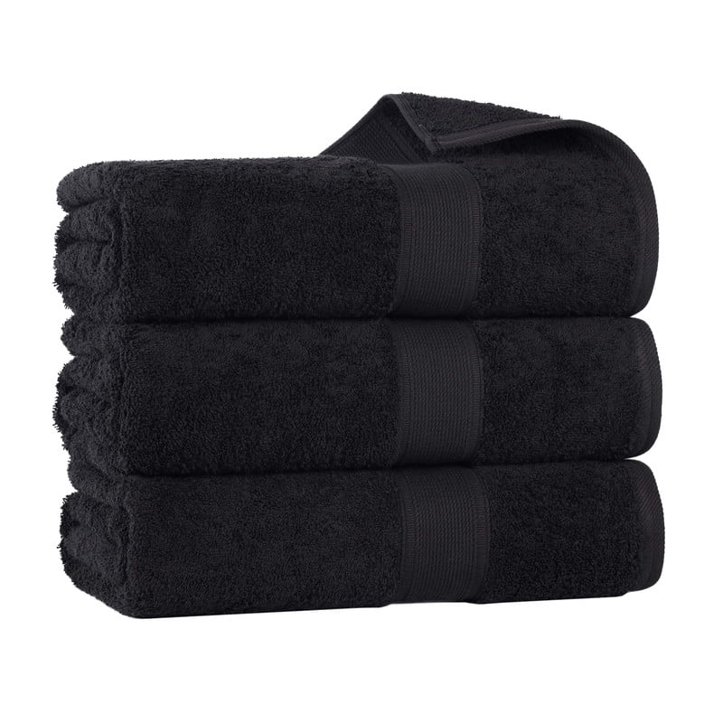 Superior Oregon Organic Cotton Solid Bath Towel, Set of 3, Black