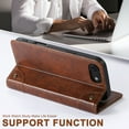 thumbnail image 2 of Case for iPhone 16e, Magnetic Matte Premium PU Leather Stand Flip Cover with Card Slots and Wallet, Shockproof and Full Body Protection Compatible with iPhone 16e - Khaki, 2 of 6