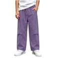 thumbnail image 2 of DJDLJWCJ Teen Boys Athletic Pants Elastic Waist Pull On Sweatpants Straight Leg Lightweight Baggy Pants Purple Size 11, 2 of 9