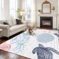 thumbnail image 2 of 5'x8' Area Rugs, Blue Red Coastal Nautical Indoor Outdoor Area Rug for Living Room Bedroom, Beach Sea Turtle Ocean Coral Starfish Washable Bathroom Rugs Kitchen Floor Carpet Mats Home Decor Aesthetic, 2 of 8