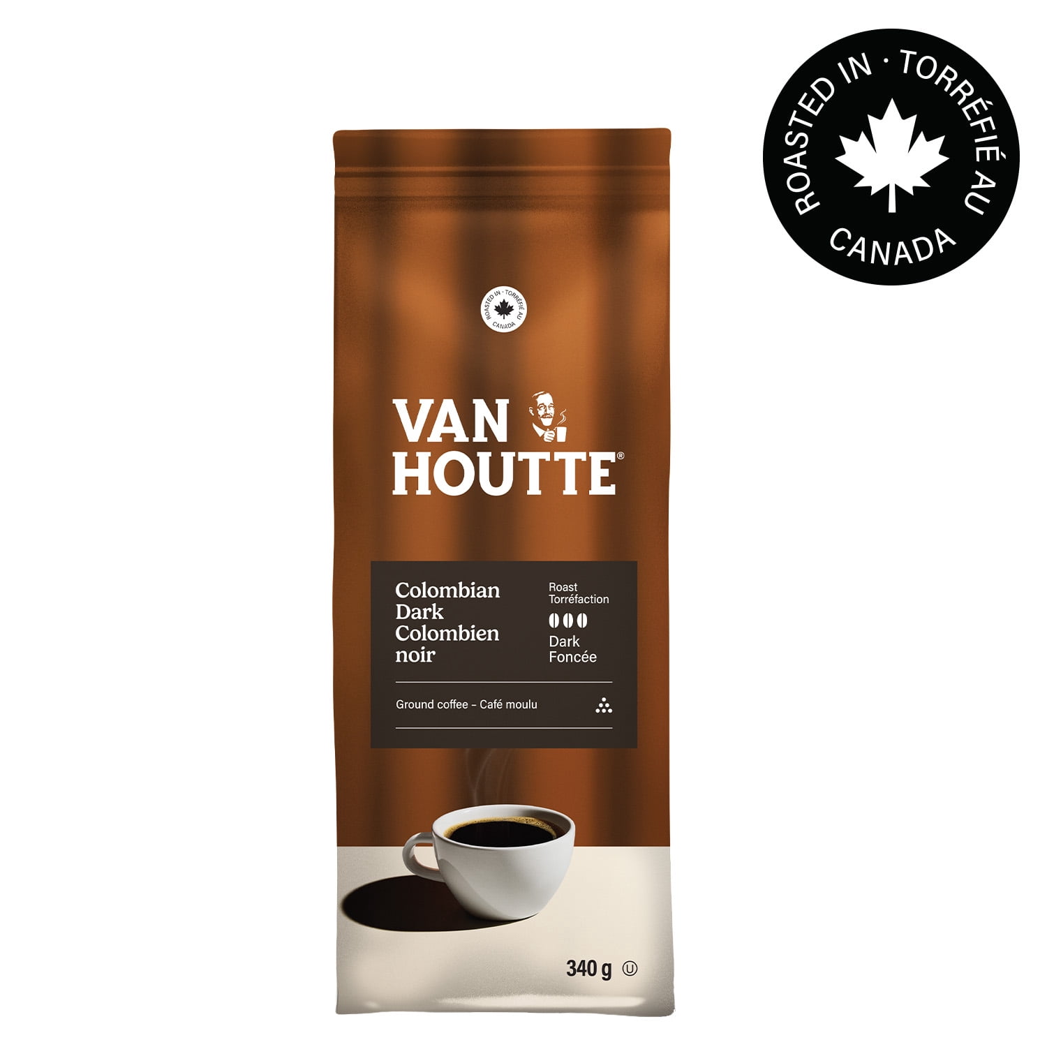 Café colombien foncé Van Houtte, torréfaction foncée, moulu