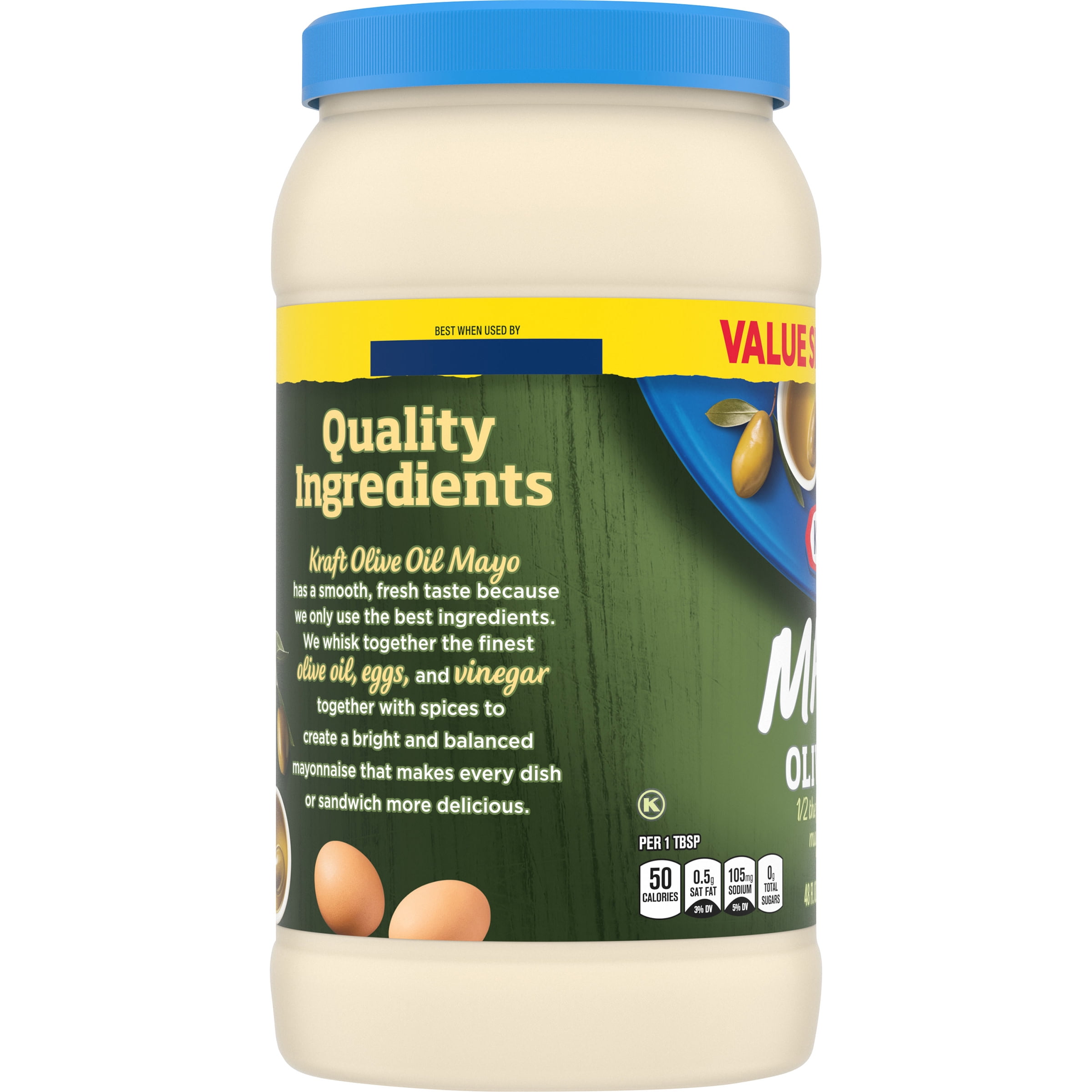 Kraft Reduced Fat Mayonnaise With Olive Oil 45 Fl Oz Jar Walmart Com Walmart Com