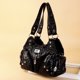 thumbnail image 5 of Mochila de hombro versátil de gran capacidad con remaches para mujer, portátil, oblicua, estilo retro, de cuero lavado, informal, 5 of 5