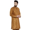 thumbnail image 4 of SKAVIJ Men's Tunic Art Silk Kurta Ethnic Indian Long Casual Shirt Party X-Large Brown, 4 of 6