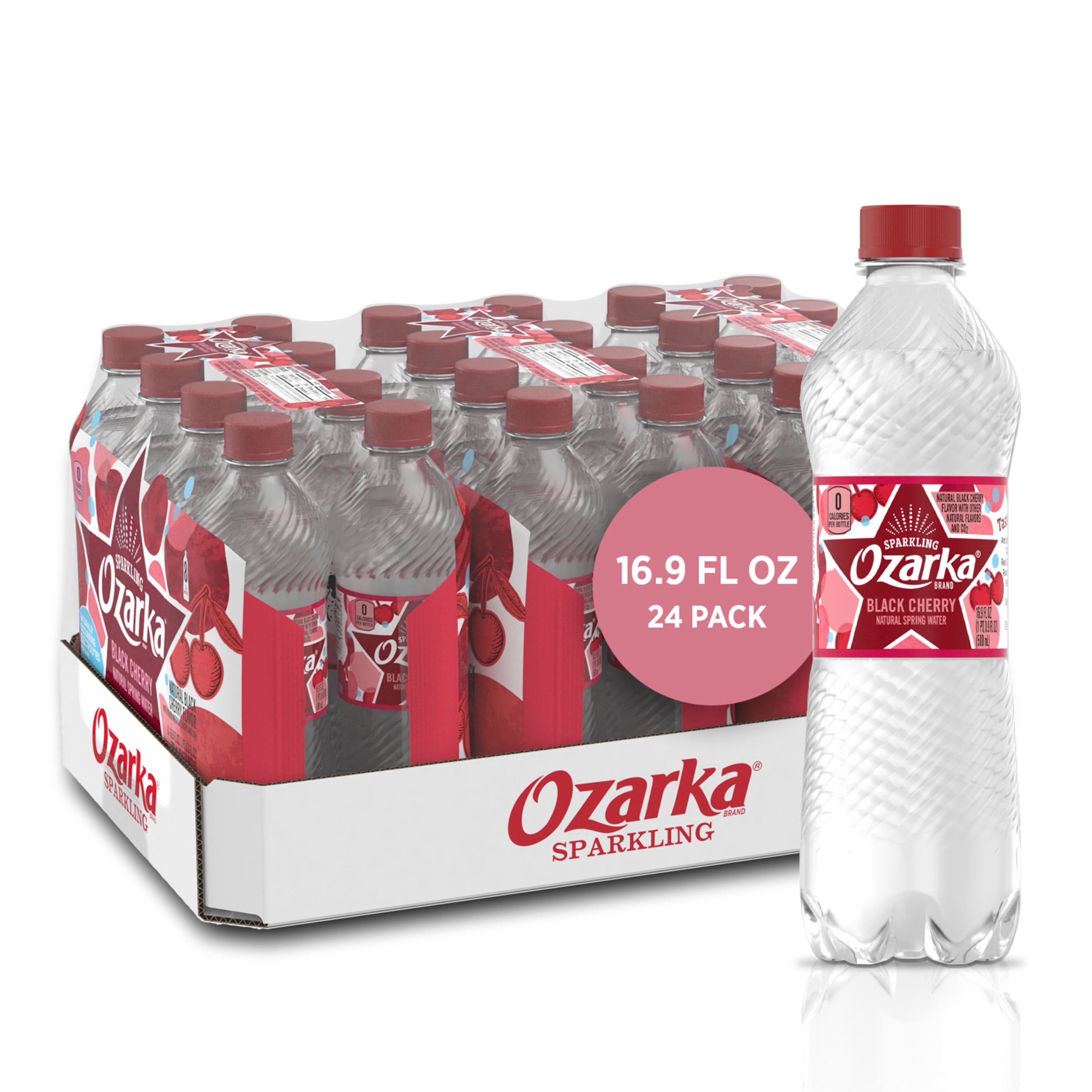 Ozarka Black Cherry Sparkling Water, 16.9 oz, 24 Pack Bottles