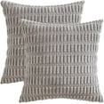 thumbnail image 6 of SUSIELADY Pack of 2 Corduroy Decorative Throw Pillow Covers 18x18 Inch Soft Boho Striped Pillow Covers Modern Farmhouse Home Decor for Sofa Living Room Couch Bed, Gray, 6 of 6