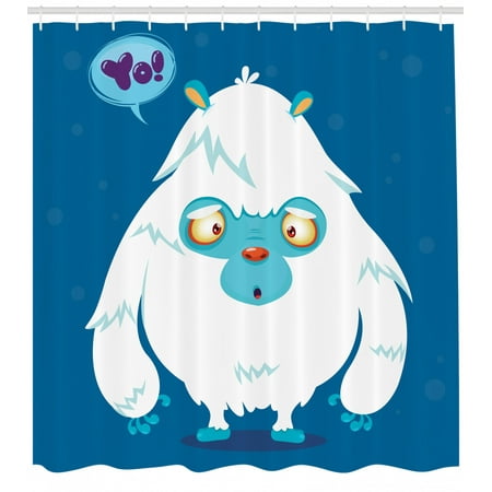 Bigfoot Shower Curtain Cartoon Fury Monster With Small Feet And