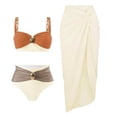 thumbnail image 2 of Women Swimming Costumes 3 Piece Swimsuit Beach Swimwear Matching Long Skirts V Neck Padded Swimwear Tankinis with Sarong Beach Cover Up Bathing Suit Bikini Beachwear Set White L, 2 of 3