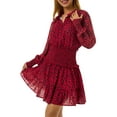 thumbnail image 5 of One opening Women Mini Dress, Elegant Long Sleeve V Neck Dots Print Dress, 5 of 9