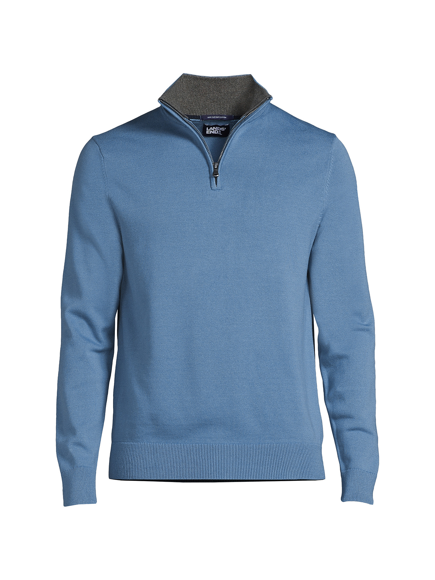 Lands' End Men's Fine Gauge Supima Cotton Quarter Zip Sweater - Walmart.com