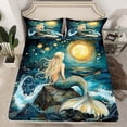 thumbnail image 2 of Castle Fairy Sea Mermaid 4-Piece Full Size Sheets,Ocean Princess Bed Sheets,Oil Painting Lightweight Sheet Sets,Microfiber Girls Bedroom Decor, 2 of 7