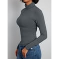 thumbnail image 6 of FEORJGP Women Solid Simply T-shirt Long Sleeve Pullover Turtleneck Slim Fit Blouses Ladies Spring Fall Tops Streetwear, 6 of 8