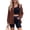 Brown, variant on Women's Waffle Knit Shacket Button Down Long Sleeve Tops with Pocket Collared Shirts Brown M