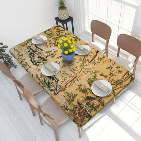 

Home Deluxe Tablecloth Bird Waterproof Elastic Rim Edged Table Cover- For Christmas Parties And Picnics 4ft