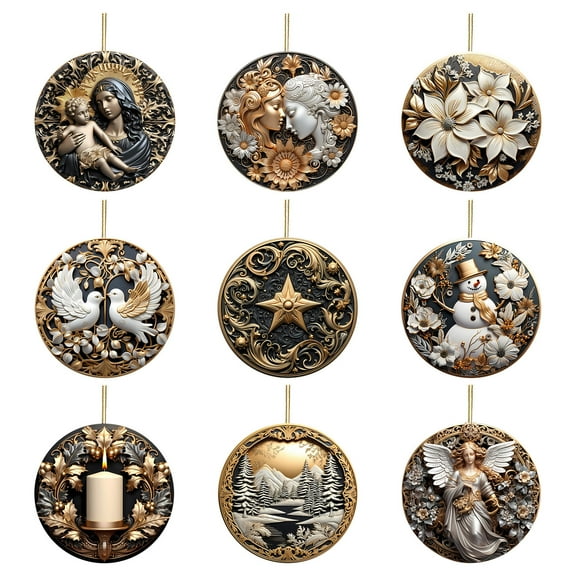 2024 Nativity Scene Ornaments, 3.14 Inches Christmas Tree Ornaments, Birth of Jesus Hanging Decorations, Holy Religious Gifts Hanging Ornaments, Nativity Ornaments for Xmas Decor