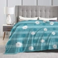 thumbnail image 3 of Blue Striped Flowers Throw Blanket, Super Soft Anti-Pilling Flannel Bed Blankets, 80"x60", 3 of 8