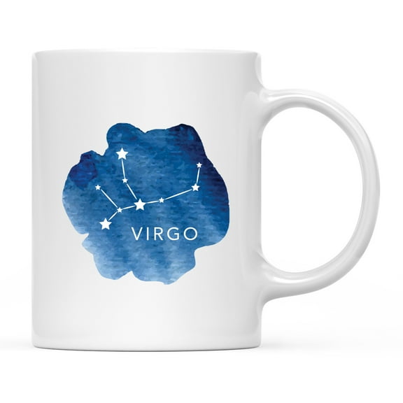 Koyal Wholesale Zodiac Blue Watercolor Ceramic Coffee Mug, Virgo