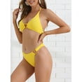 thumbnail image 2 of DARING DIVA Women's Ribbed Textured Halter Bikini Set X-Small Yellow, 2 of 6