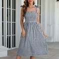 thumbnail image 6 of LYXSSBYX Summer Dresses Casual Women's Summer Sexy Fashion Casual Contrast Plaid Sling Bandage Midi Dress, 6 of 8