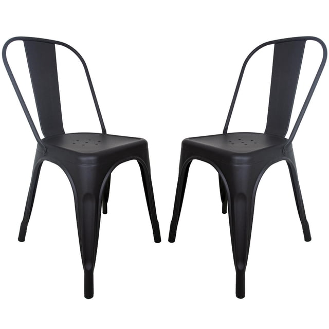 Silla Tolix Blanco Metal 2 Pzas Comedor Restaurante Exterior negro
