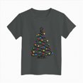 thumbnail image 5 of sdbrld Girls Christmas Shirt for Kids Crew Neck Short Sleeve Christmas‑themed Casual Holiday Tee Tops Grey Sizes 3-4 Years, 5 of 6