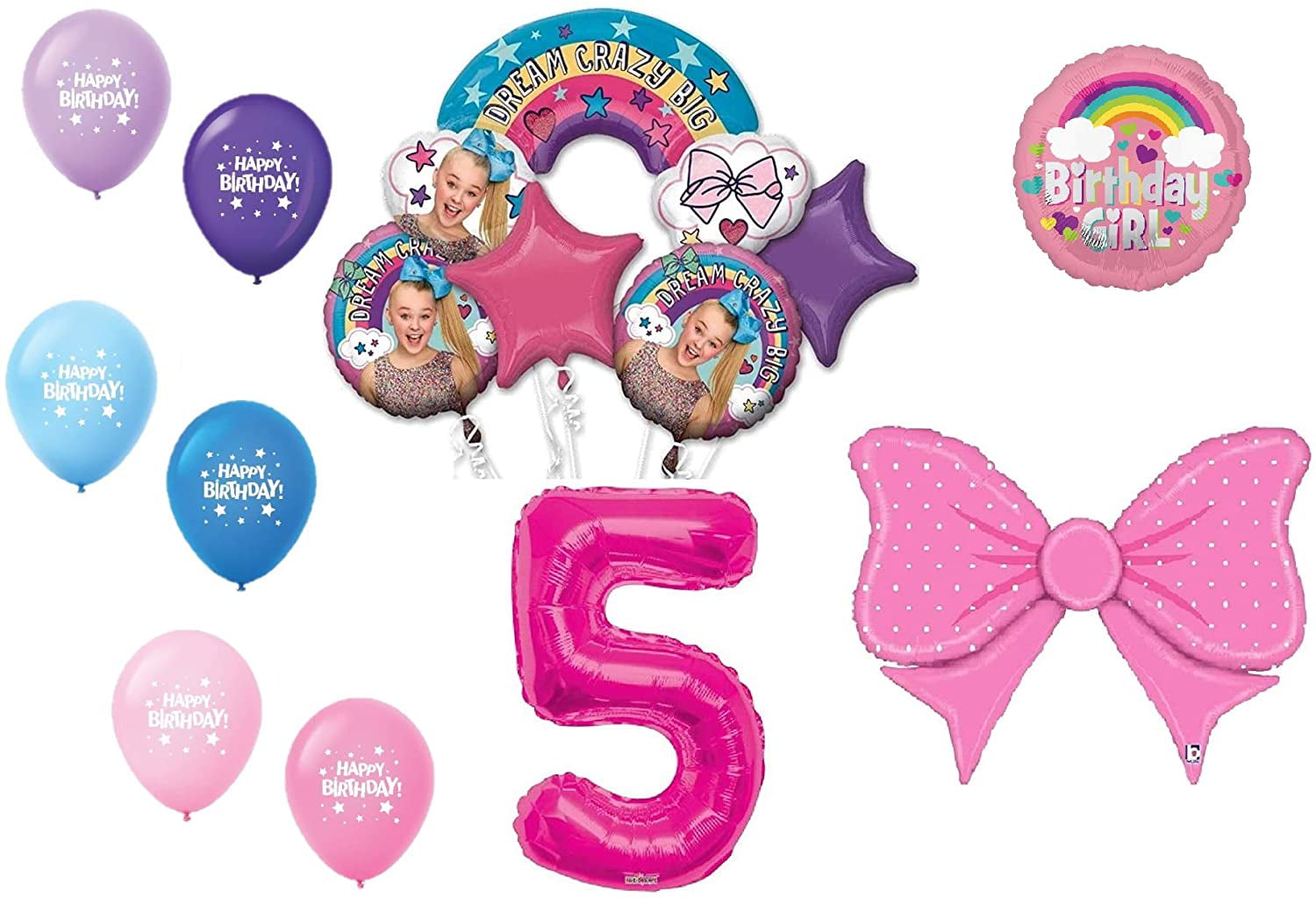 Jojo Siwa 5th 5" Pink Bow Happy Birthday Party Dream Crazy Decoration