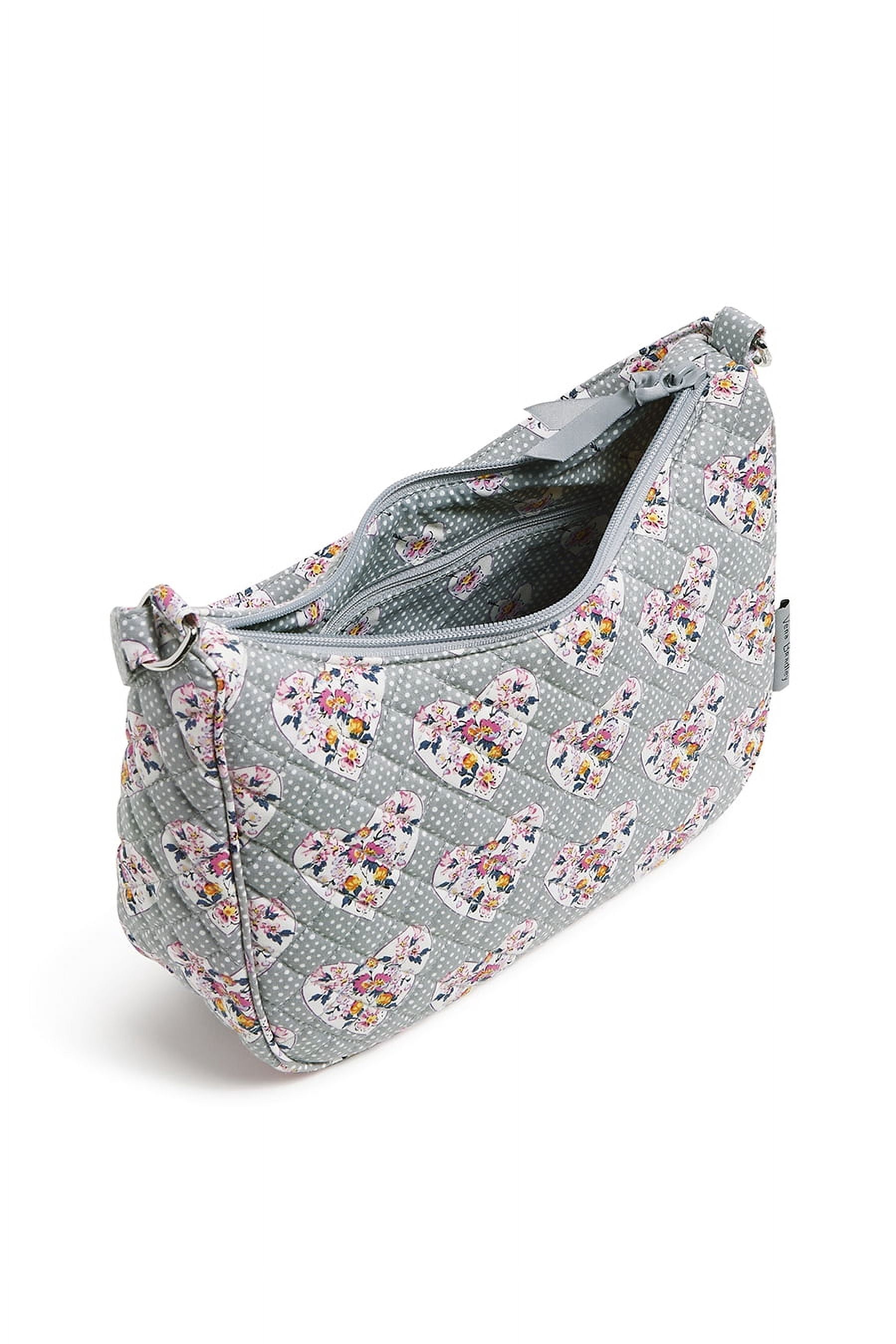 Vera Bradley Women's Cotton Frannie Crescent Crossbody Bag Mon Amour Gray