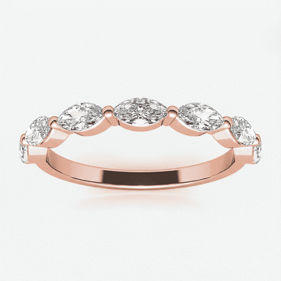 Auory Moissanite Wedding Ring Band 925 Sterling Silver 18K Rose Gold Plated Marquise Cut for Women