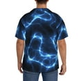 thumbnail image 5 of Easygdp Blue Lightning Men's Casual Short-sleeved Shirt with Pocket and Button Suitable for Beach Vacation Leisure - Medium, 5 of 7