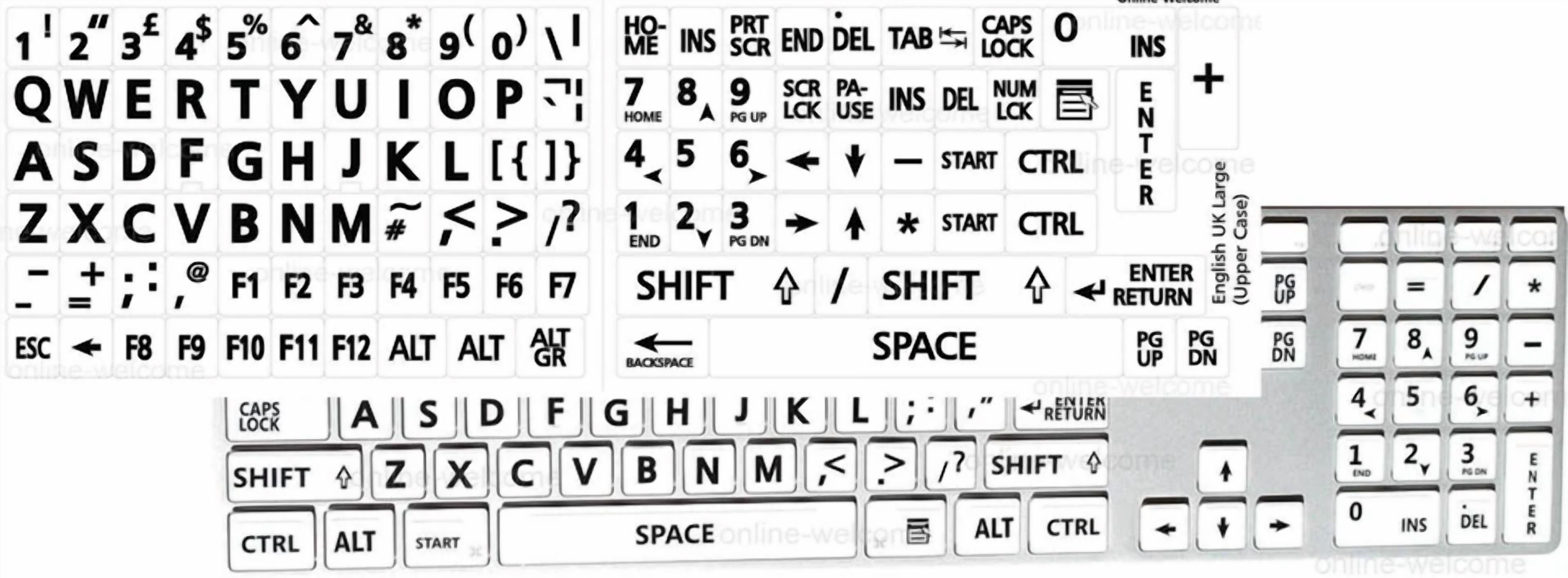 BUTTERFLY- English Uk Large White Letters Keyboard Sticker